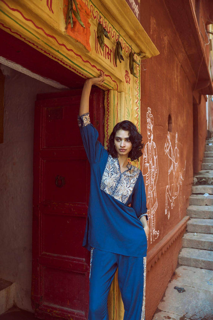 EMBROIDERED TEAL PANT SET - dash and dot dash and dot