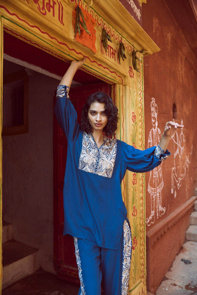 EMBROIDERED TEAL TOP - dash and dot dash and dot