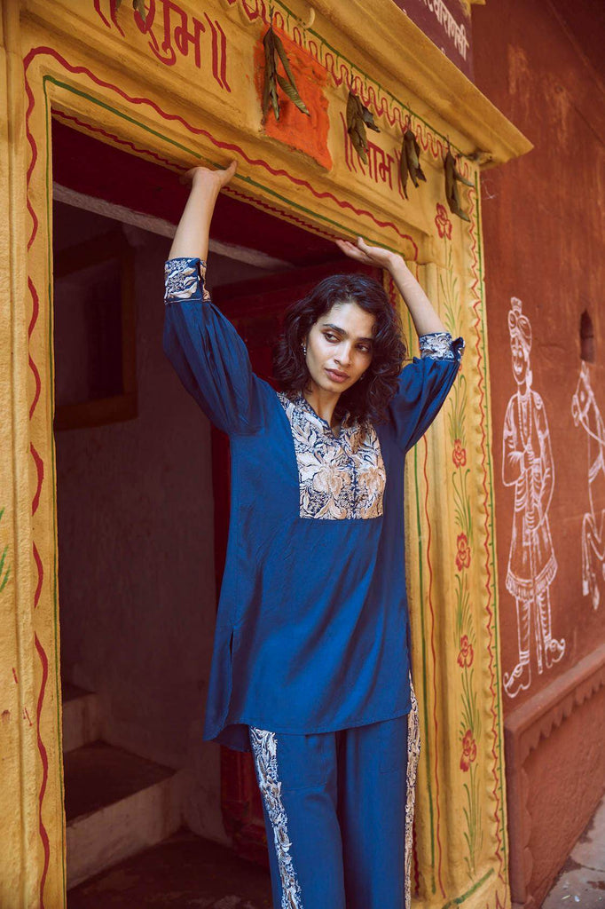 EMBROIDERED TEAL TOP - dash and dot dash and dot