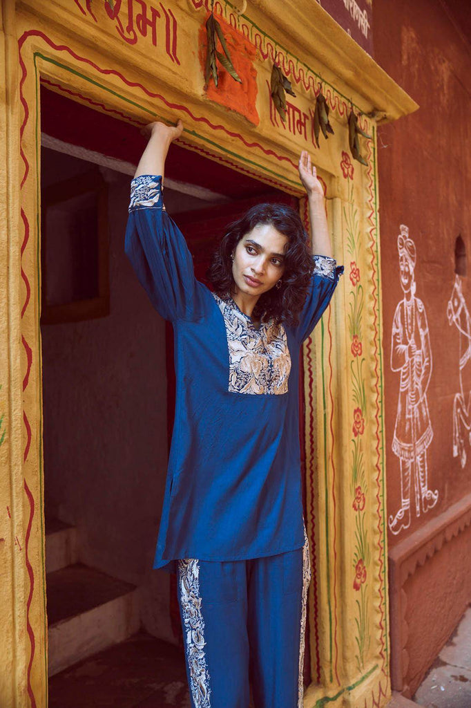 EMBROIDERED TEAL PANT SET - dash and dot dash and dot