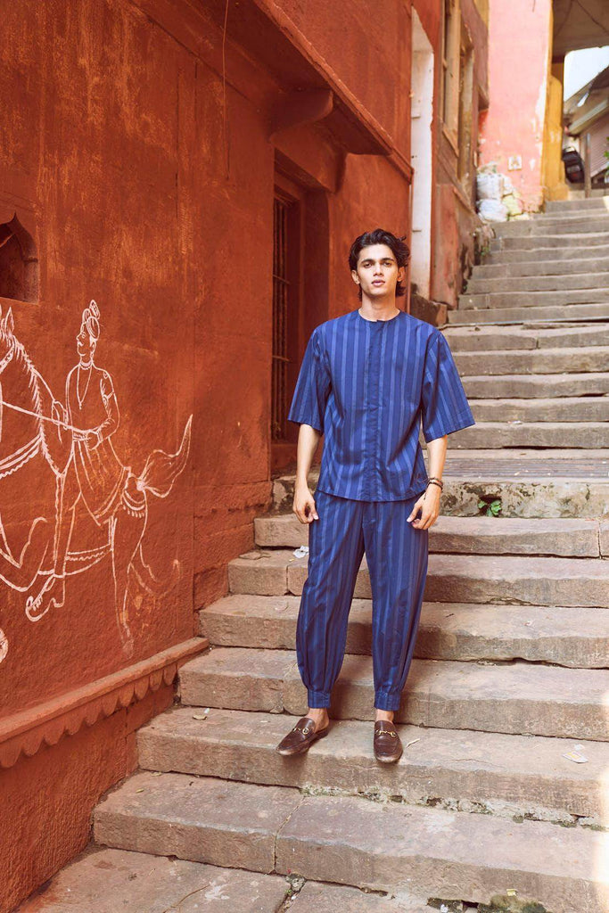 STRIPE BOX PLEATED PANT - dash and dot dash and dot