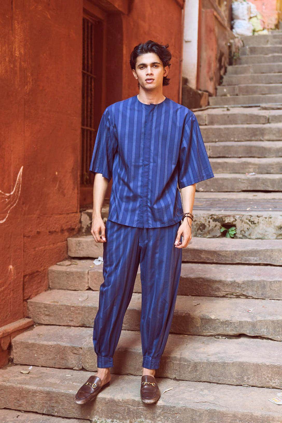 STRIPE BOX PLEATED PANT - dash and dot