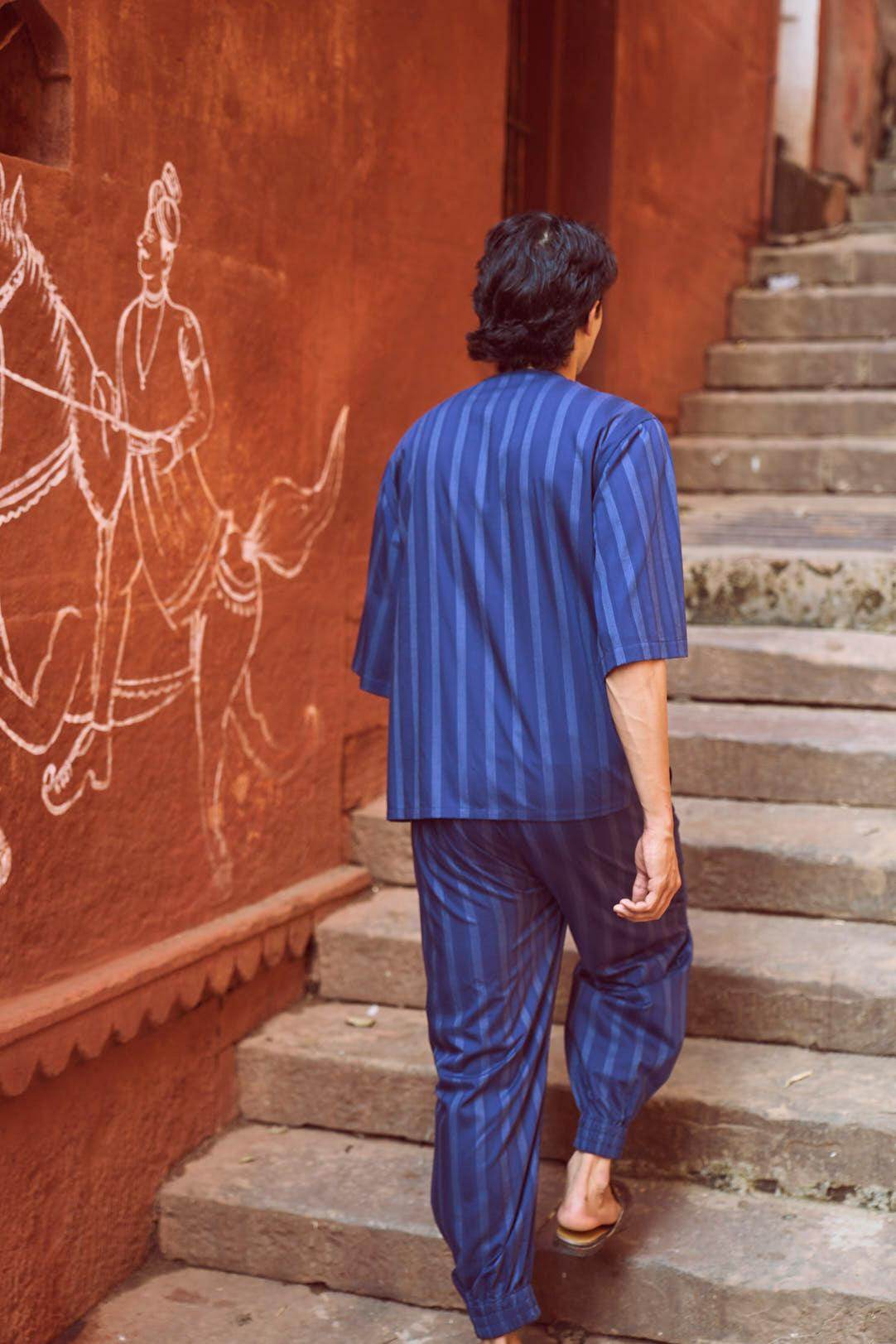 STRIPE BOX PLEATED PANT - dash and dot