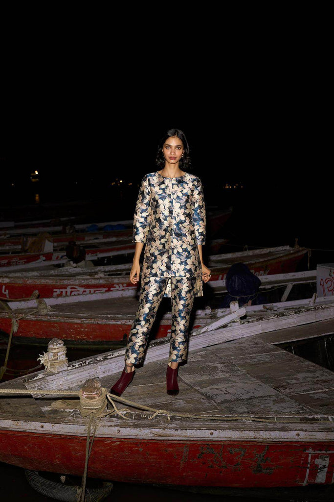 TAPERED BROCADE PANT - dash and dot dash and dot