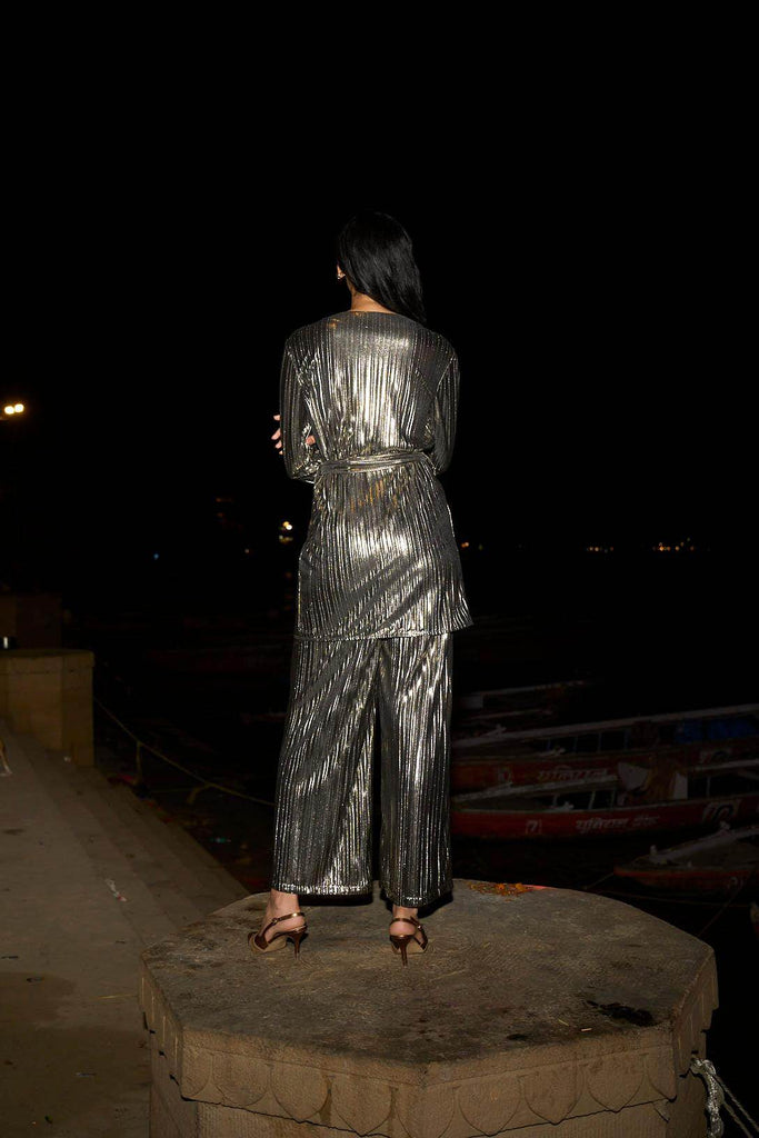 PLEATED LAMÉ PANT SET - dash and dot dash and dot