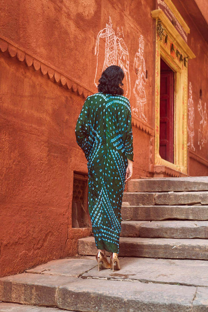 BANDHANI DRAPED KAFTAN - dash and dot dash and dot