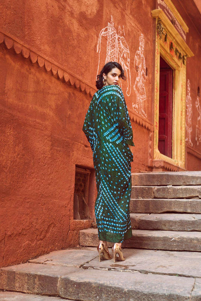 BANDHANI DRAPED KAFTAN - dash and dot dash and dot