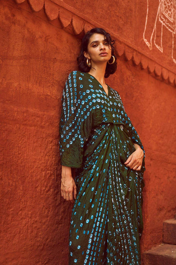 BANDHANI DRAPED KAFTAN - dash and dot dash and dot