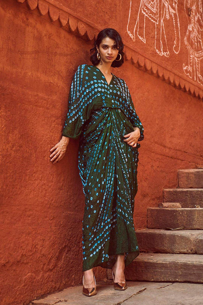 BANDHANI DRAPED KAFTAN - dash and dot dash and dot