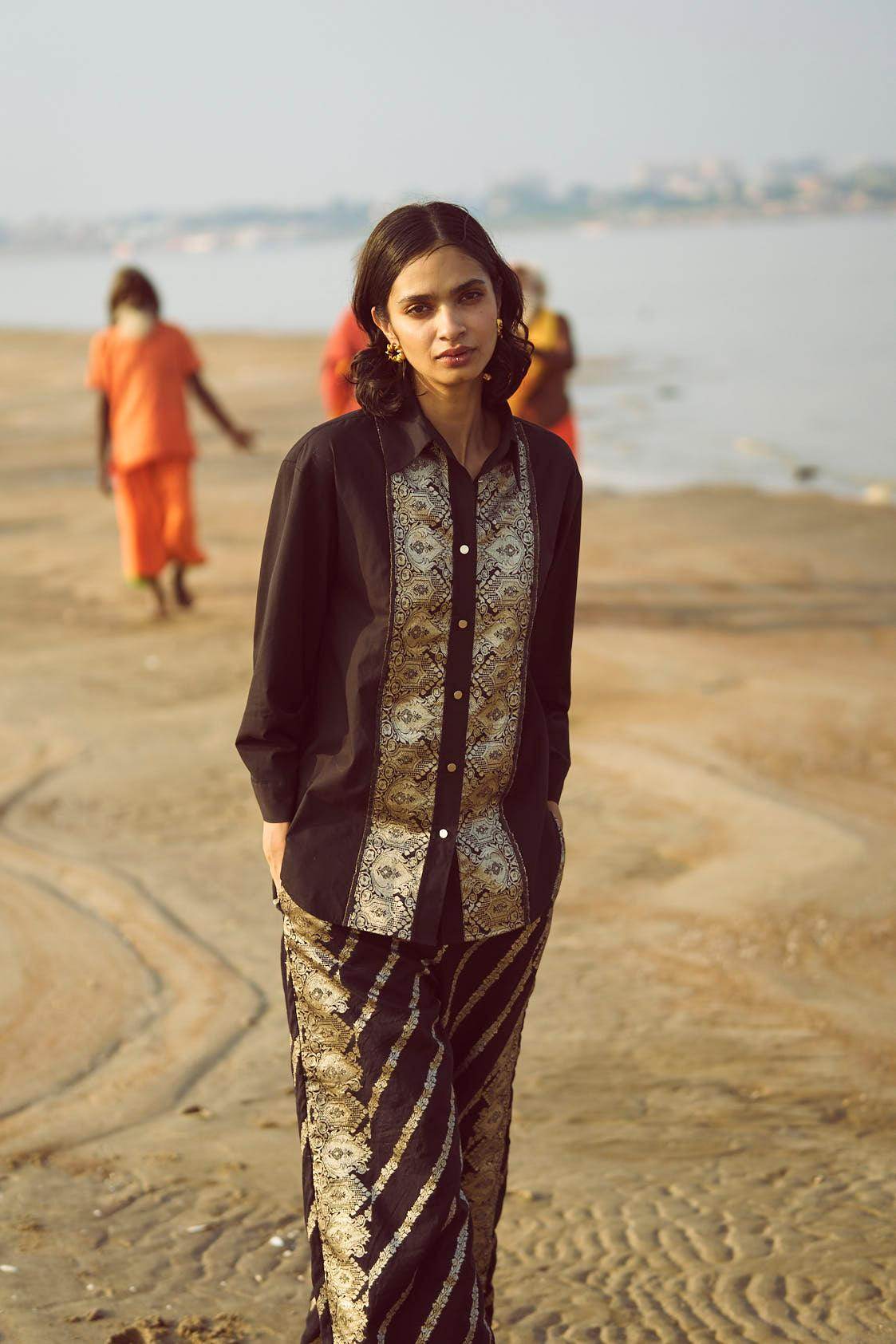 BROCADE BORDER SHIRT - dash and dot