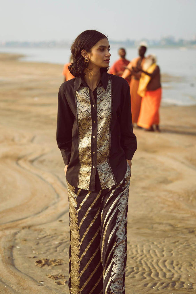 BROCADE BORDER SHIRT - dash and dot dash and dot