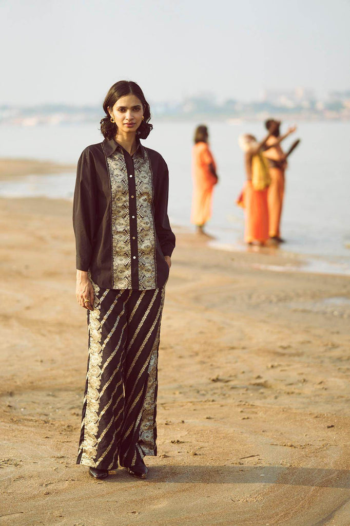 BROCADE BORDER SHIRT - dash and dot dash and dot