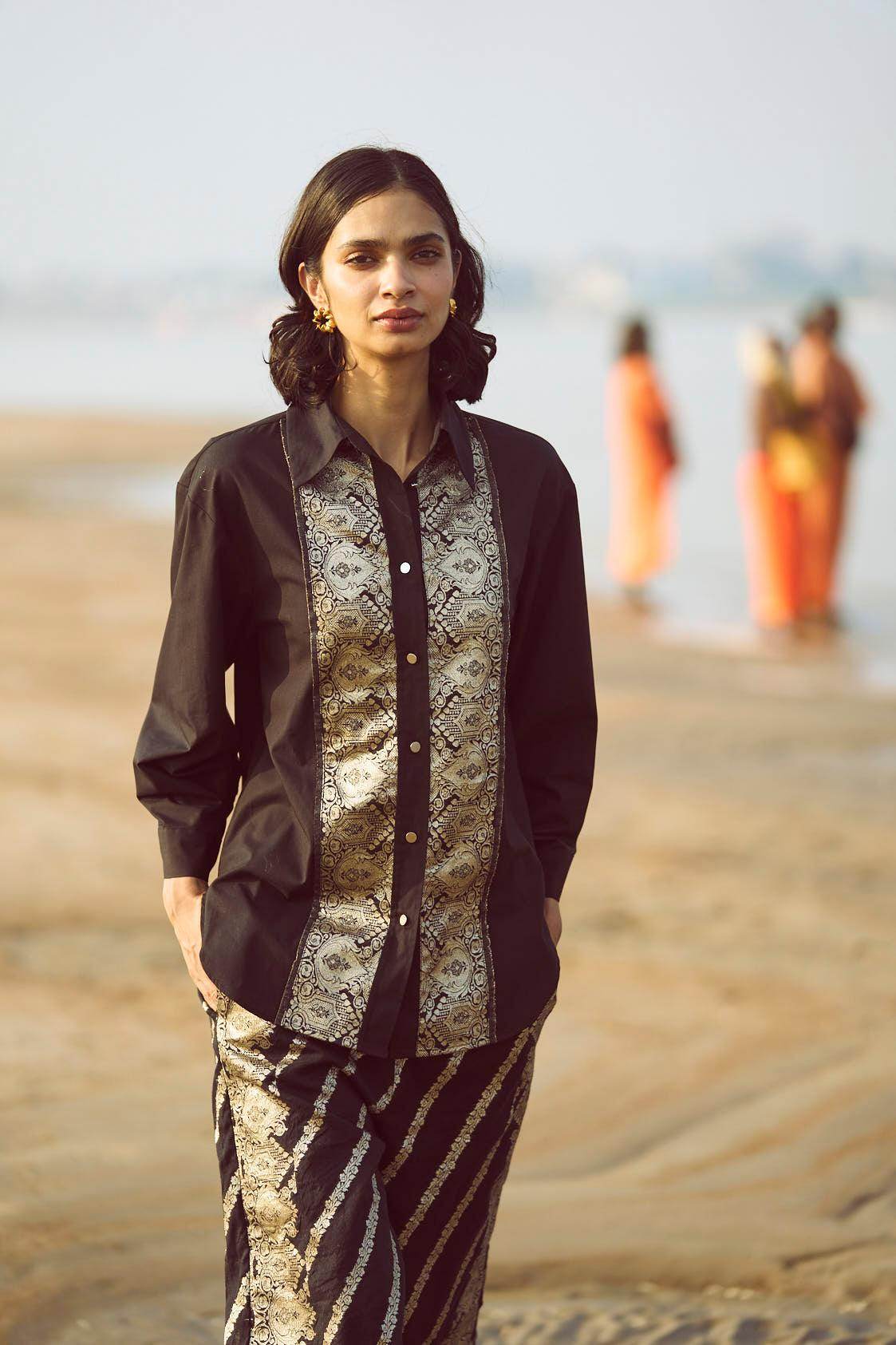 BROCADE BORDER SHIRT - dash and dot