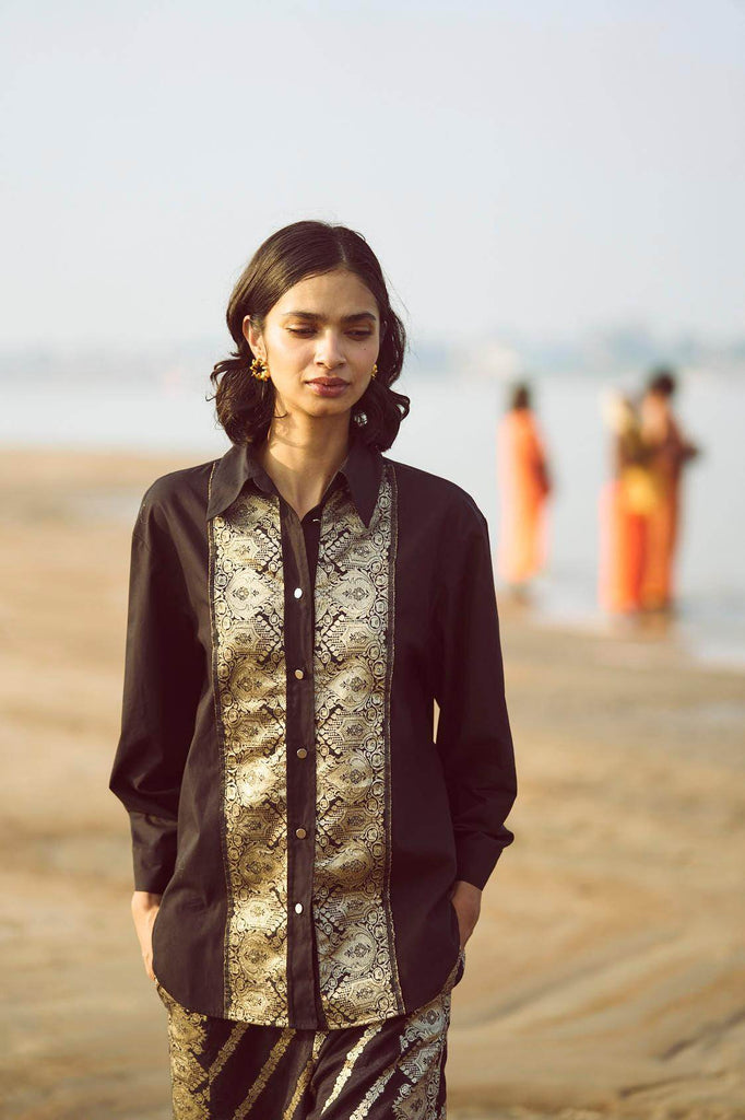 BROCADE BORDER SHIRT - dash and dot dash and dot