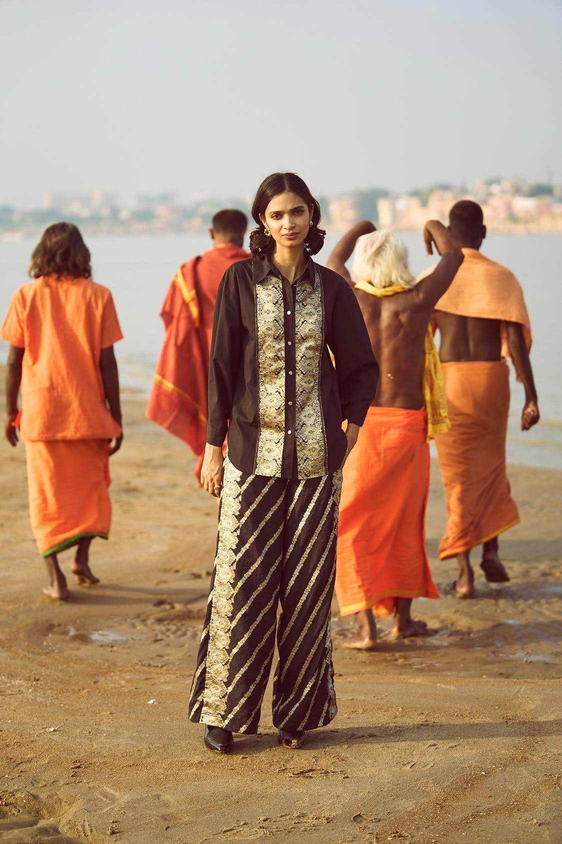 BROCADE BORDER SHIRT - dash and dot