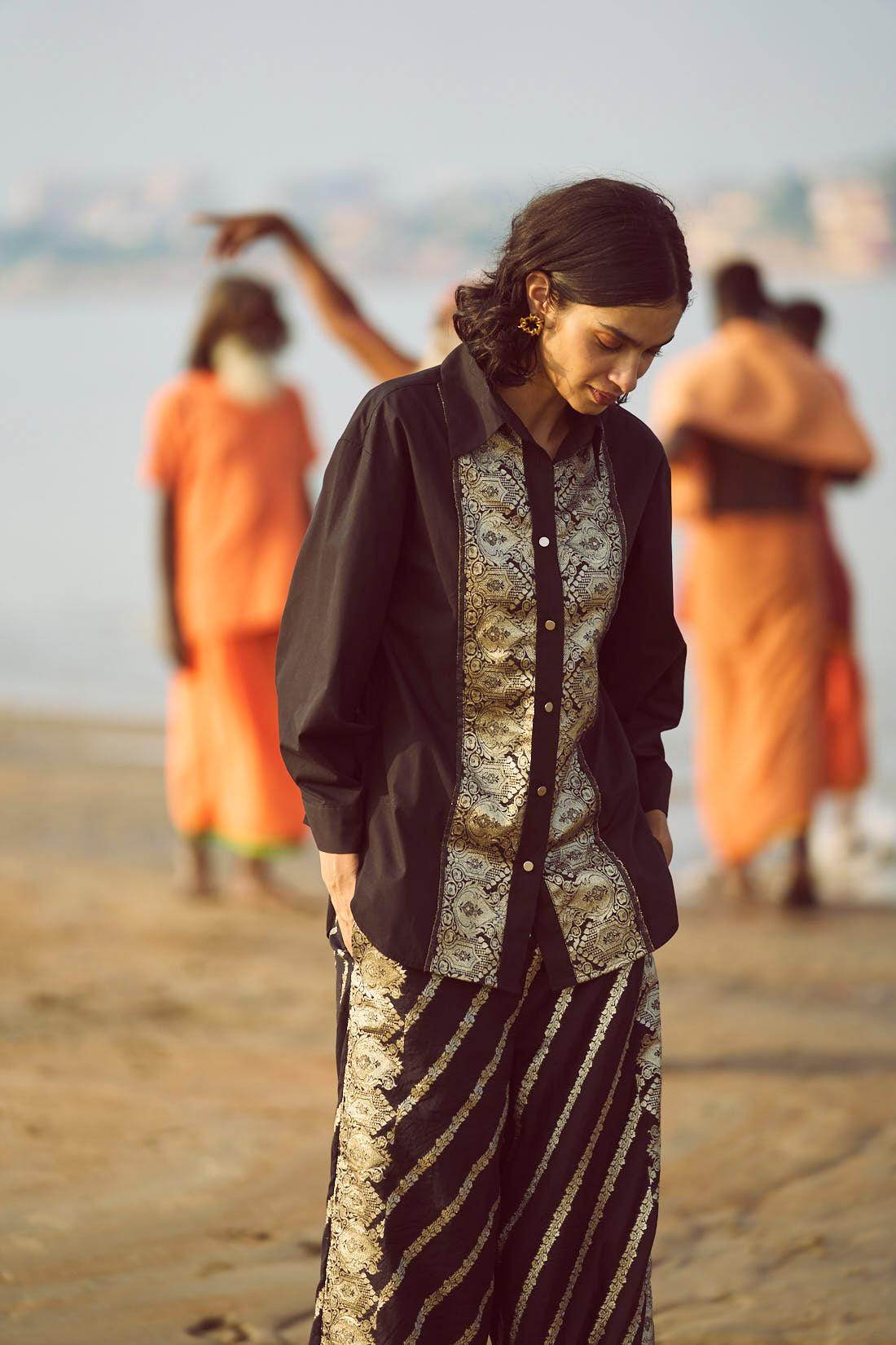 BROCADE BORDER SHIRT - dash and dot