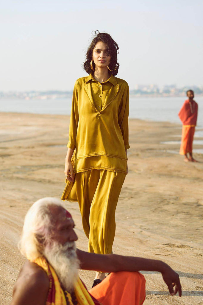 OCHRE INVERTED PLEAT PANT - dash and dot dash and dot