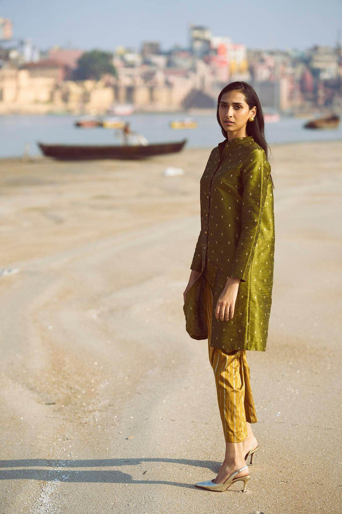 MOTIF LONGLINE BROCADE TOP - dash and dot dash and dot