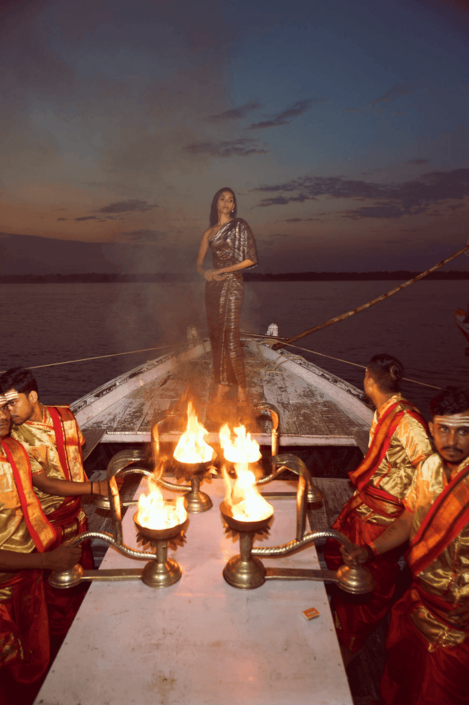 SINGLE SLEEVE FOIL PLEATED DRESS - dash and dot dash and dot