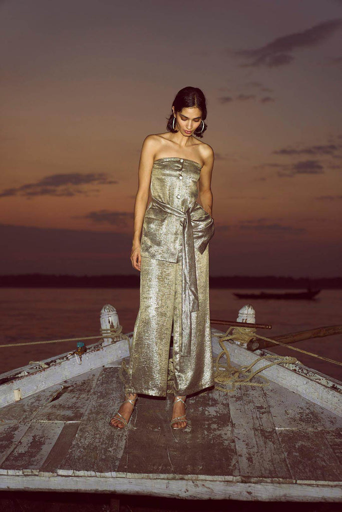 LAMÉ STRAIGHT PANT - dash and dot dash and dot