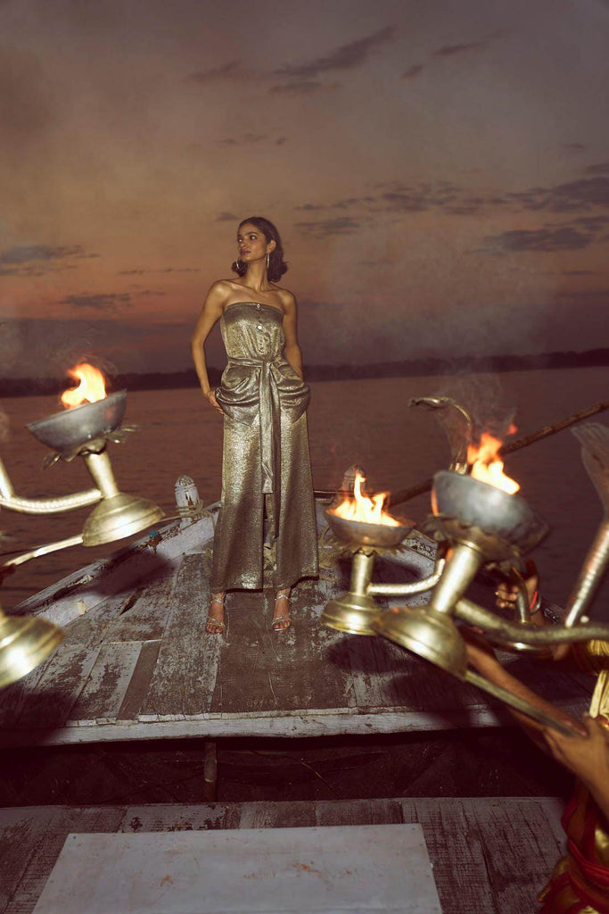 LAMÉ STRAIGHT PANT - dash and dot dash and dot