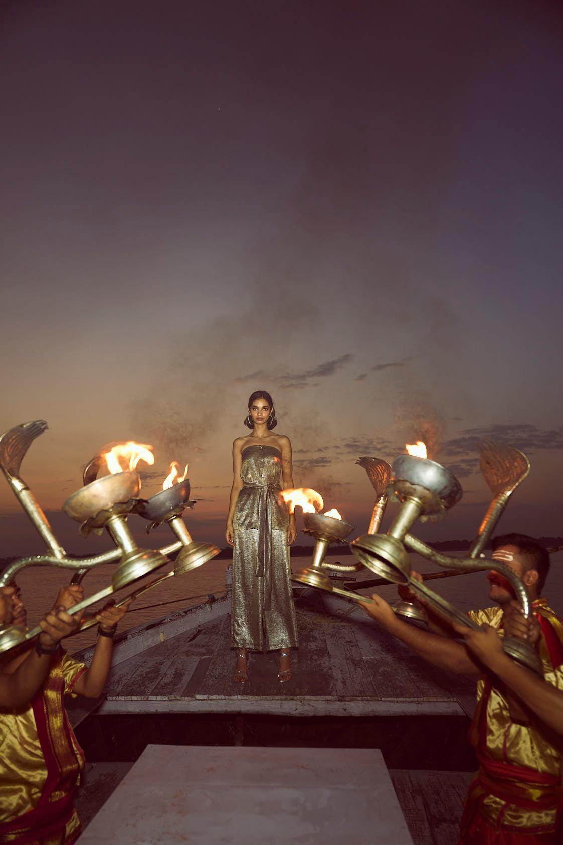 OFF-SHOULDER LAMÉ PANT SET - dash and dot