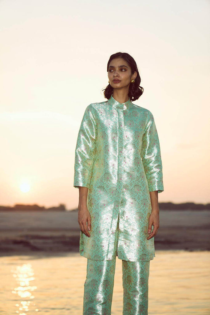 STRUCTURED BROCADE PANT SET - dash and dot dash and dot