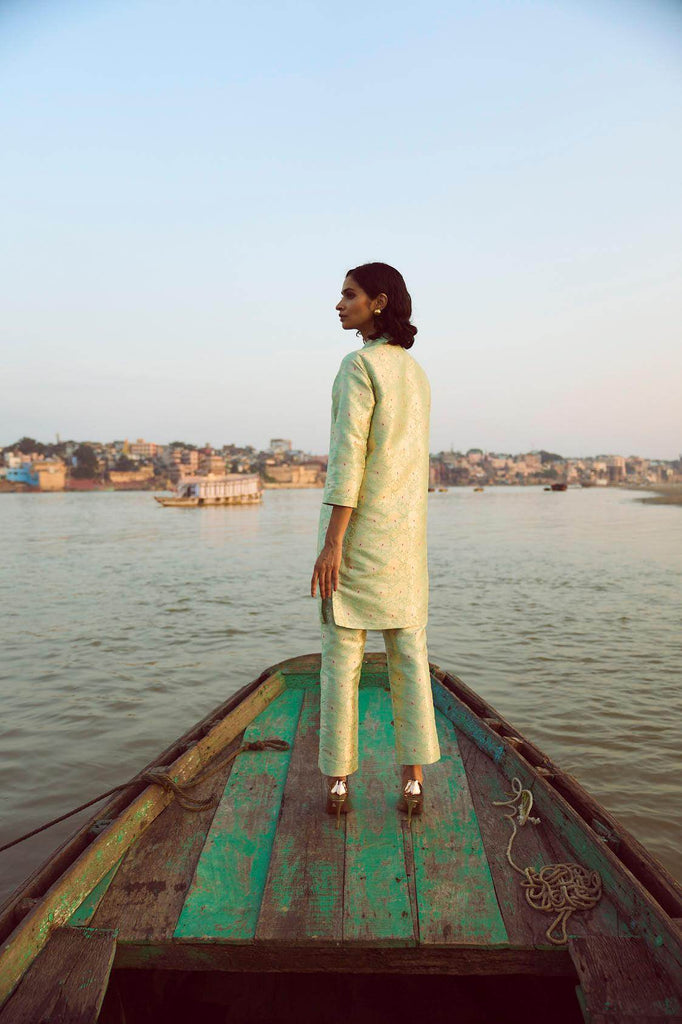 STRUCTURED BROCADE PANT SET - dash and dot dash and dot