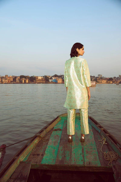 STRUCTURED BROCADE PANT SET - dash and dot