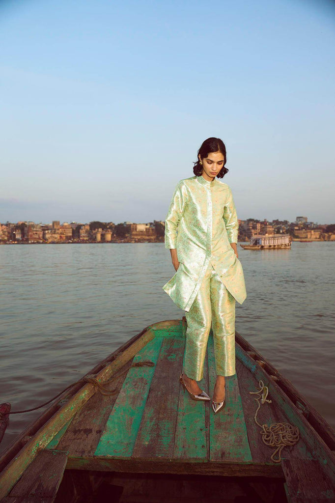 STRUCTURED BROCADE PANT SET - dash and dot dash and dot