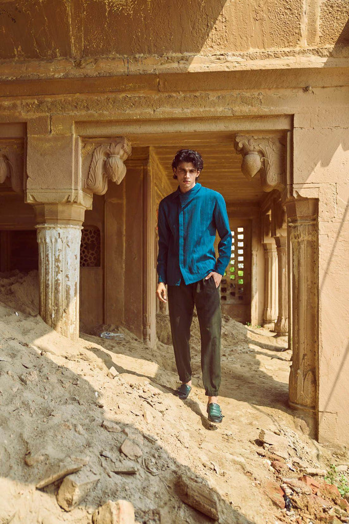 TEAL COWL COLLAR SHIRT - dash and dot dash and dot