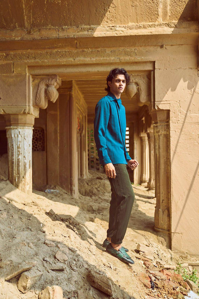 TEAL COWL COLLAR SHIRT - dash and dot dash and dot