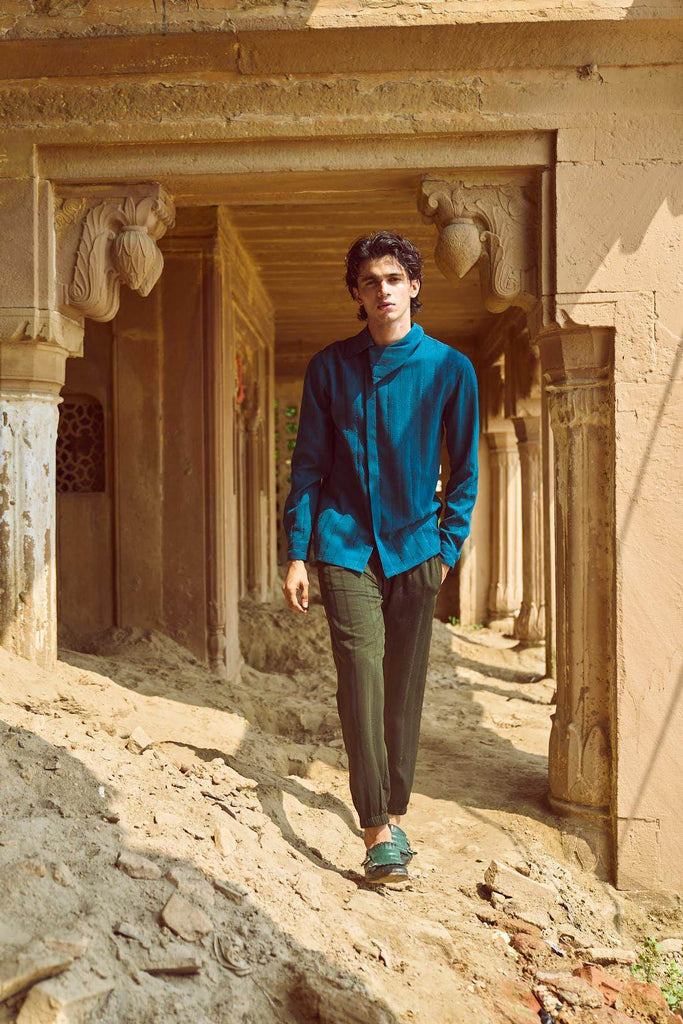 TEAL COWL COLLAR SHIRT - dash and dot dash and dot