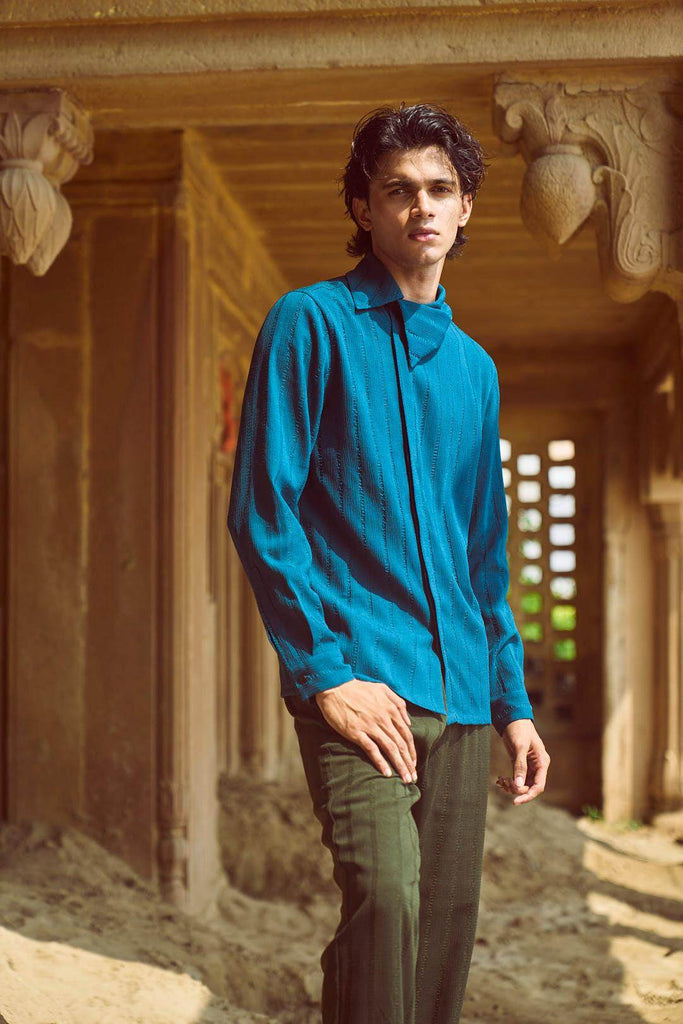 TEAL COWL COLLAR SHIRT - dash and dot dash and dot