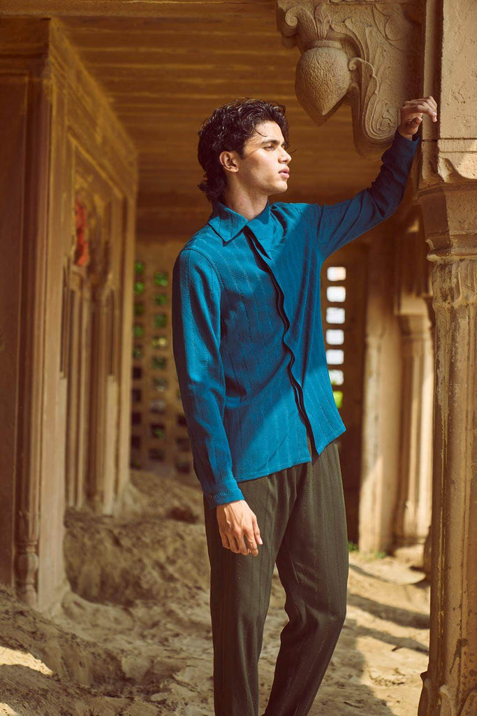 TEAL COWL COLLAR SHIRT - dash and dot dash and dot