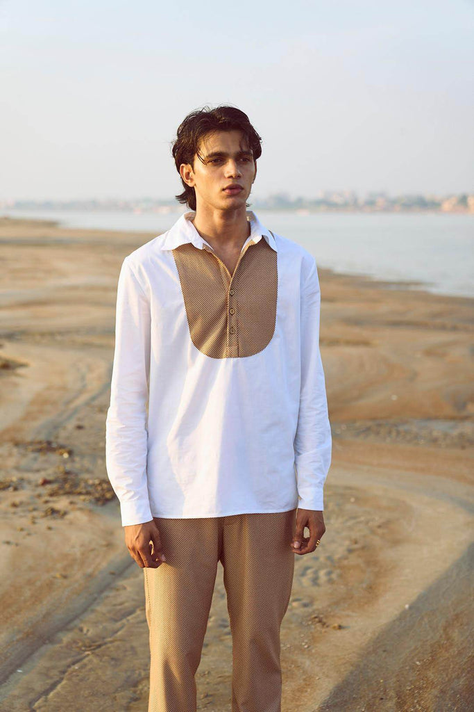 CONTRAST BIB SHIRT - dash and dot dash and dot