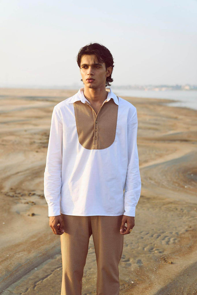 CONTRAST BIB SHIRT - dash and dot dash and dot