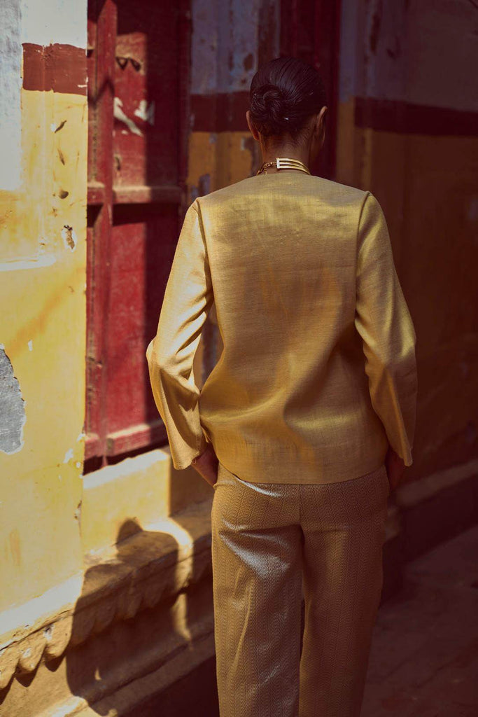 SHIMMER WRAP TOP & BROCADE PANT SET - dash and dot dash and dot