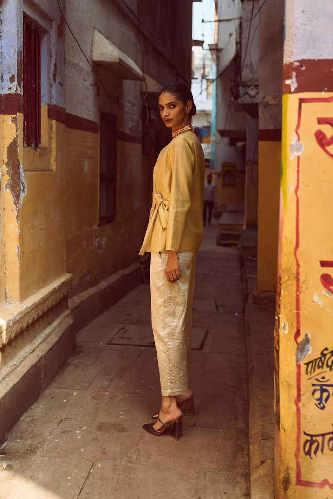 SHIMMER WRAP TOP & BROCADE PANT SET - dash and dot dash and dot