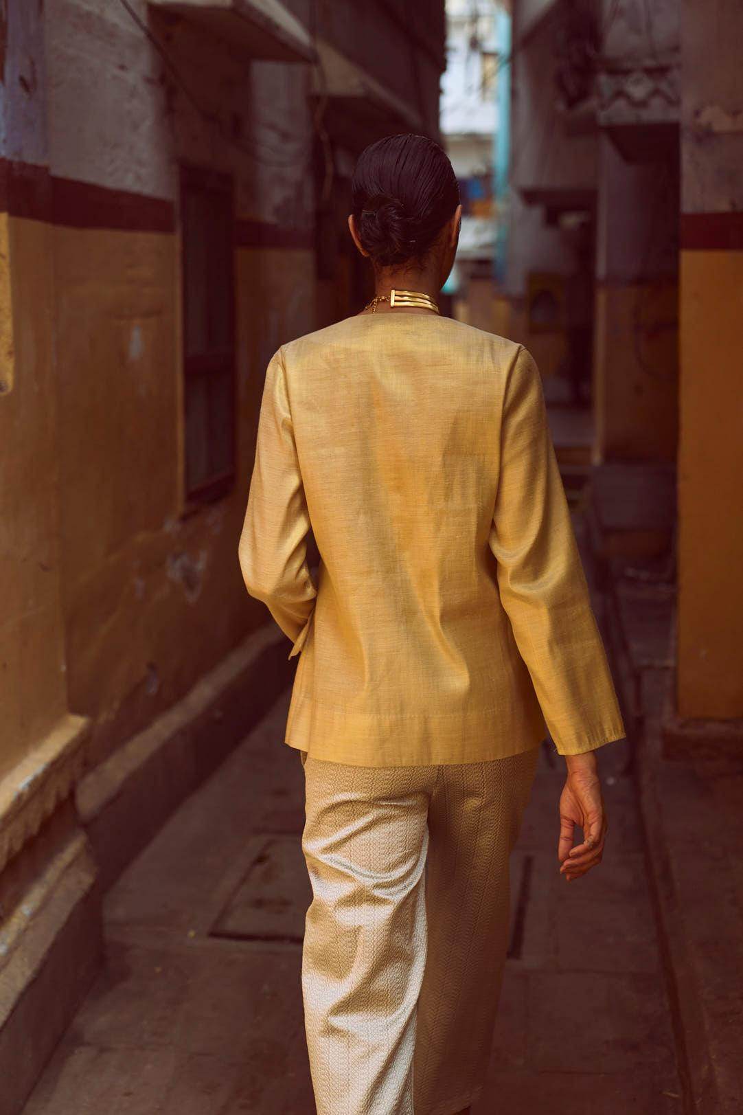 SHIMMER WRAP TOP & BROCADE PANT SET - dash and dot