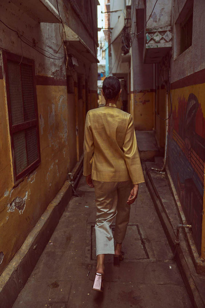 SHIMMER WRAP TOP & BROCADE PANT SET - dash and dot dash and dot