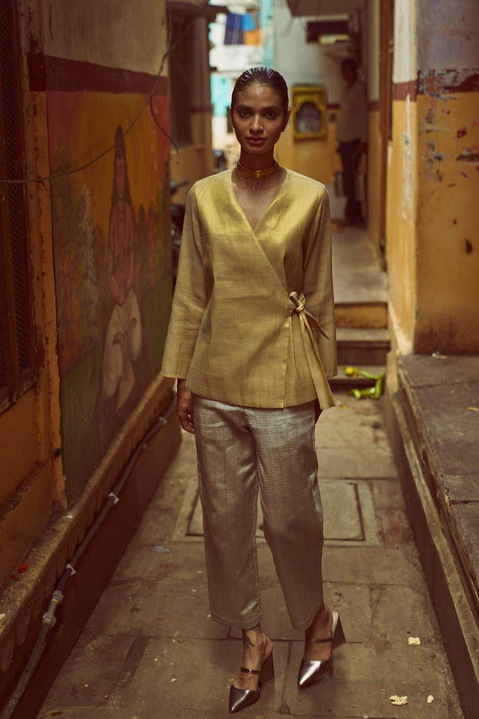 SHIMMER WRAP TOP - dash and dot dash and dot