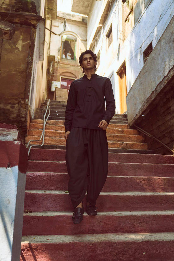 BLACK COWL PANTS - dash and dot dash and dot