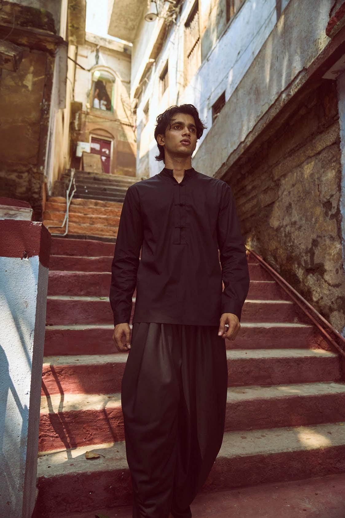 BLACK COWL PANTS - dash and dot