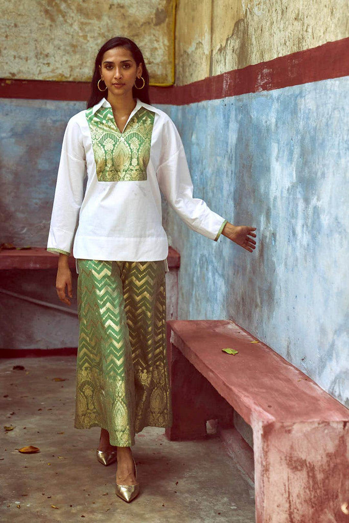 CHANDERI BROCADE PANT - dash and dot dash and dot