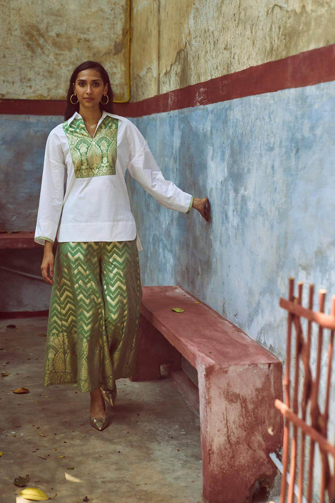 CHANDERI BROCADE PANT - dash and dot dash and dot