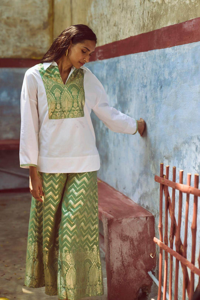 CHANDERI BROCADE PANT - dash and dot dash and dot