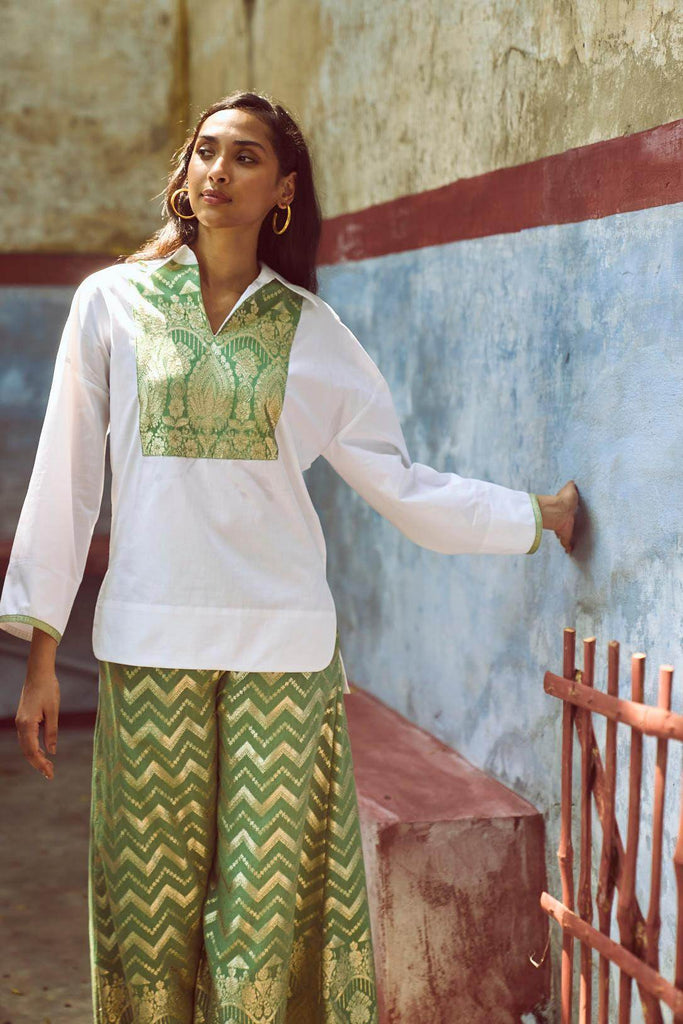 BROCADE BIB & PANT SET - dash and dot dash and dot