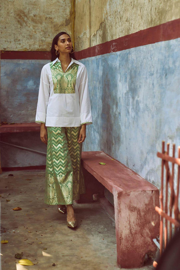 CHANDERI BROCADE PANT - dash and dot dash and dot