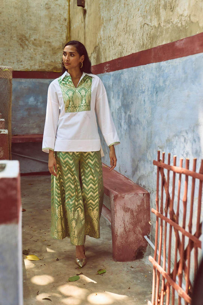 CHANDERI BROCADE PANT - dash and dot dash and dot